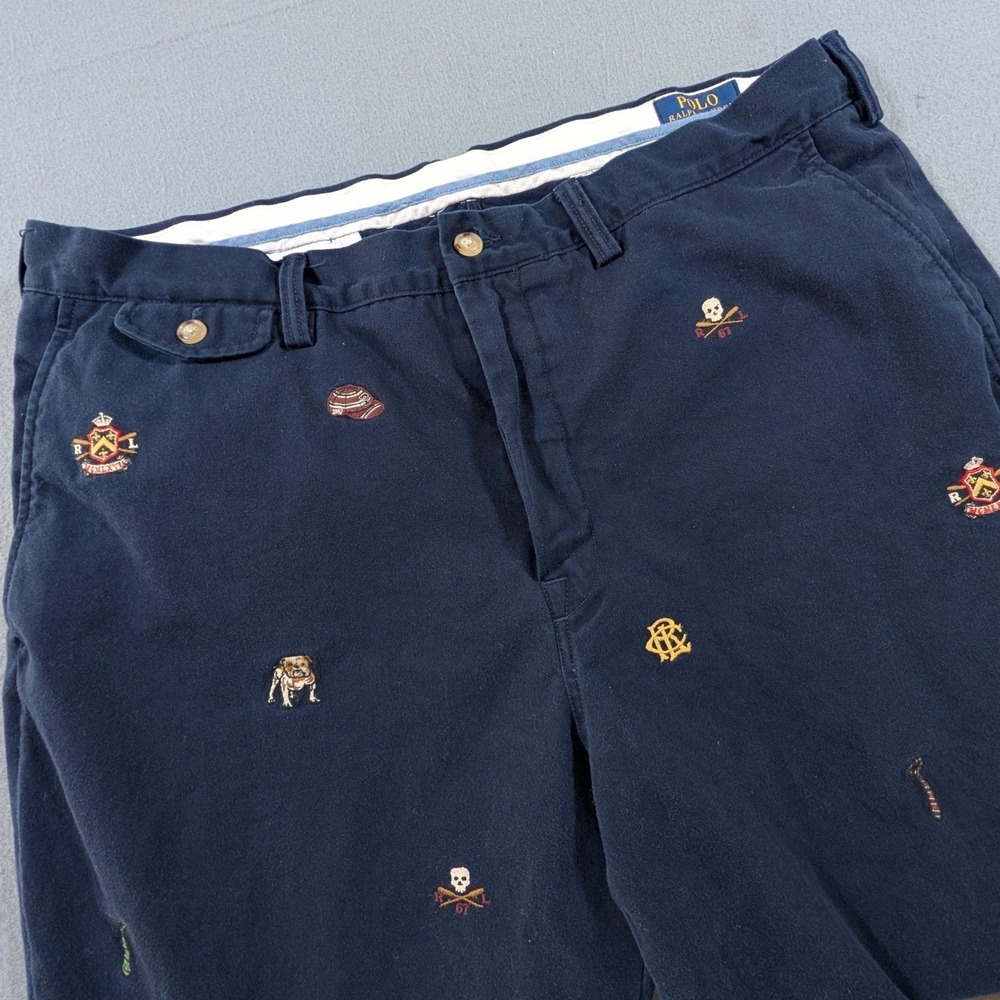 Polo Ralph Lauren Chino Pants Mens 38x32 Classic Fit Navy Blue Embroidered Crest